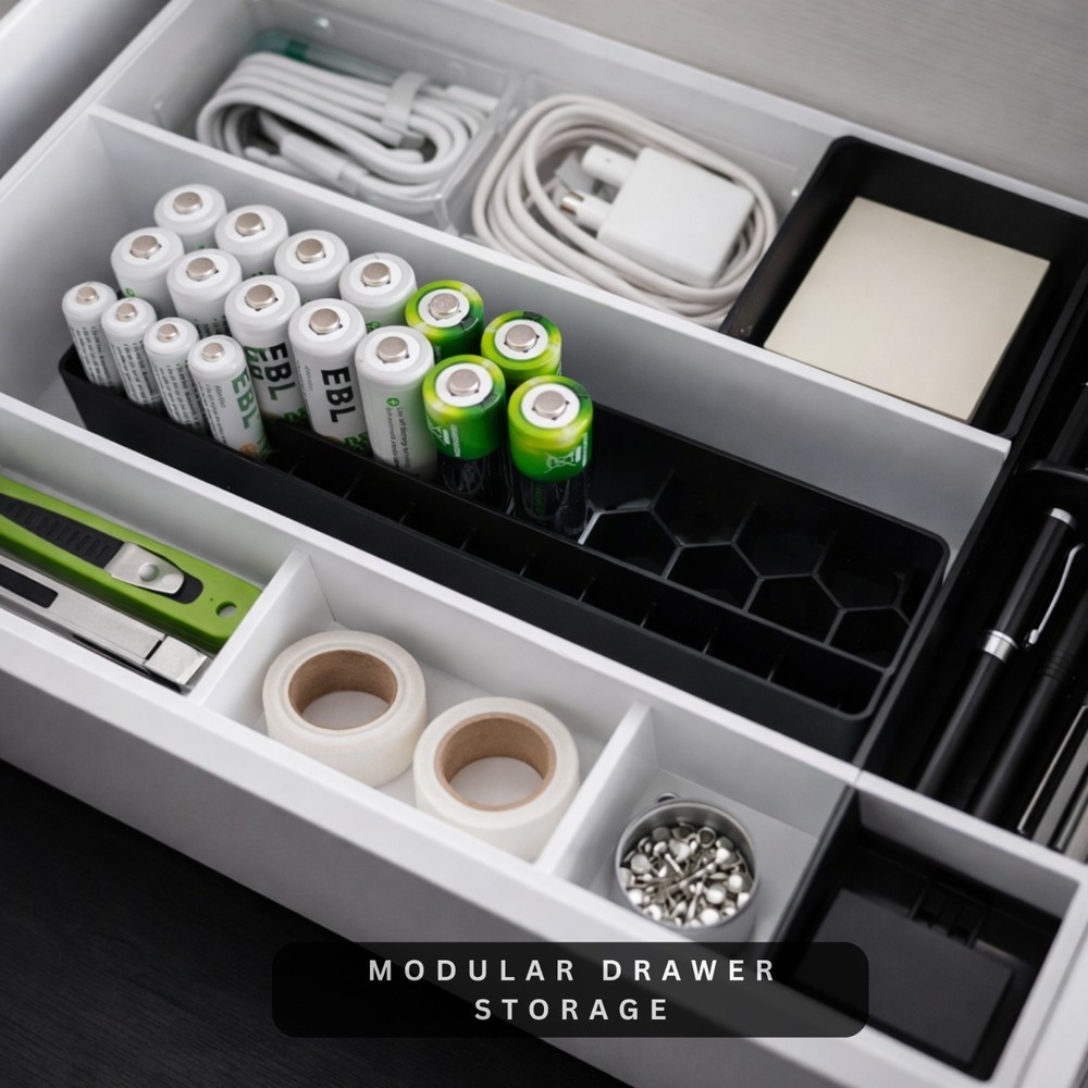 VilaMy Gridfinity AA AAA Battery Holder 4x1 Organizer Storage Tray Divider