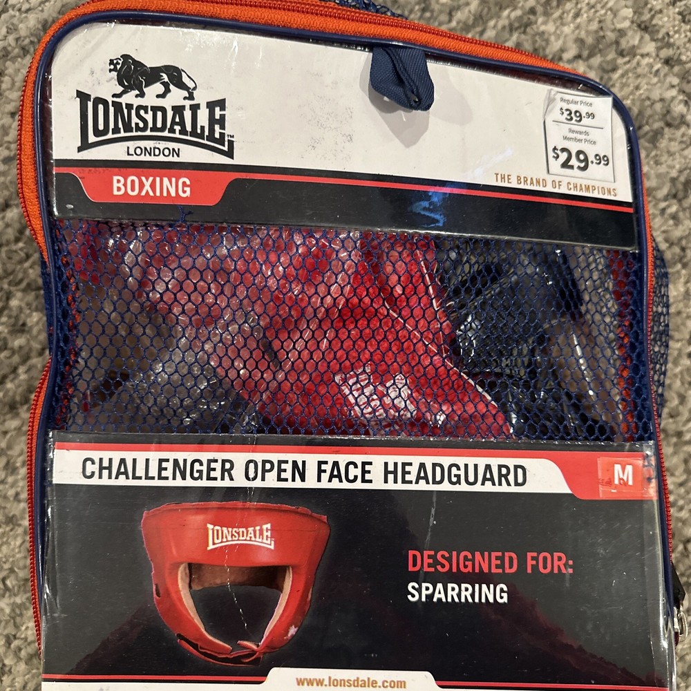 Lonsdale Challenger Open Face Headguard Red Medium