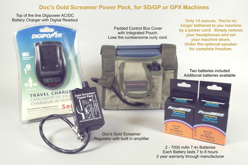 Doc's Goldscreamer Power Pack Li-Ion Battery System with Speaker for Minelab