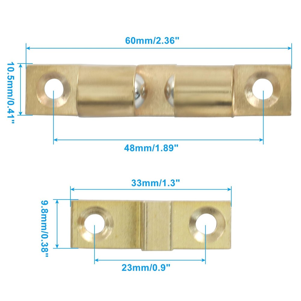 Hordion 4 Pack Double Ball Tension Roller Catch Latch, 60mm Solid Brass