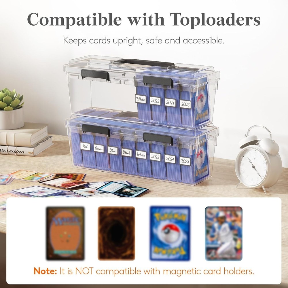 Trading Card Storage Box 2 Pack Toploader Case 900 Cards Stackable
