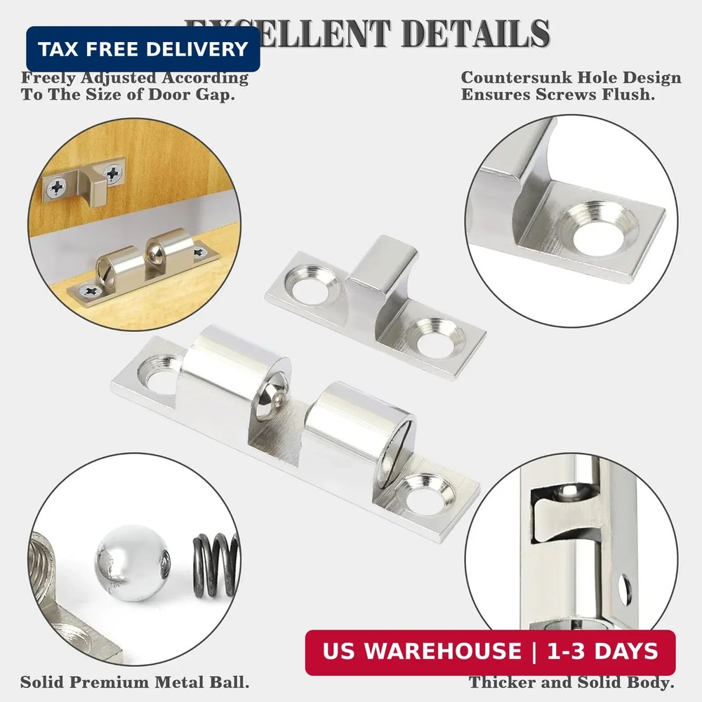 Alise Double Roller Catch Cabinet Latches,Adjustable Double Ball Tension Roller