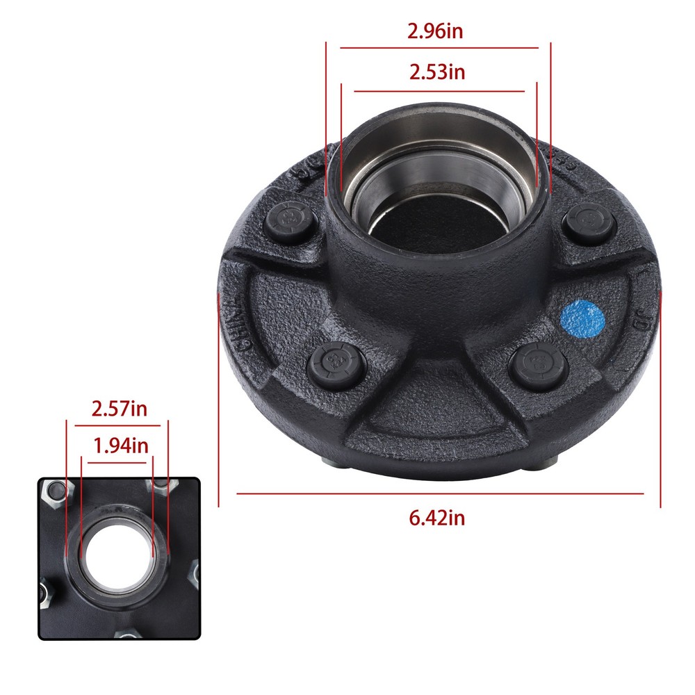 With Trailer Bearing Kit 5 on 4.5" Trailer Hub Kit For 3500 lbs. #84 Spindle