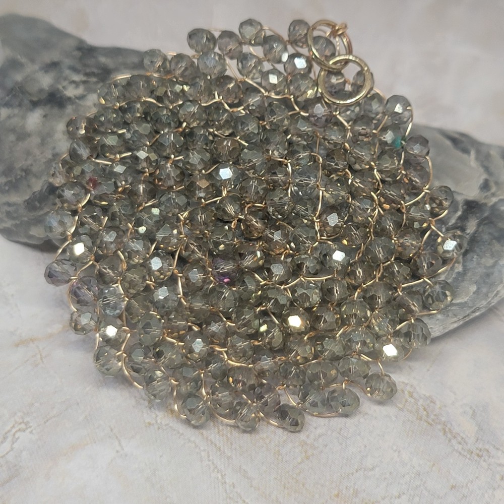Pendant Boho Wire Wrapped Faceted Beaded Statement