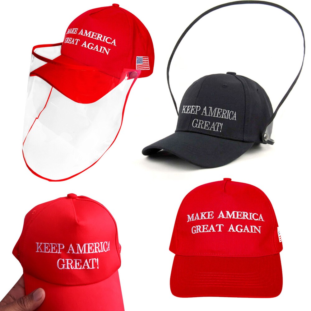 ( 2 pack ) Make Keep America Great Baseball Cap Protective Hat Face Mask Shield