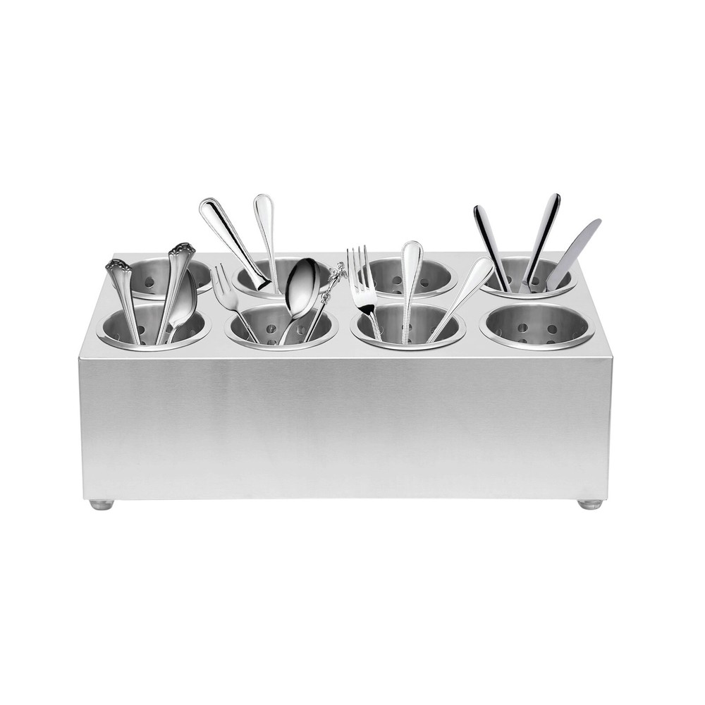 8 Hole Stainless Steel Flatware Holder Commercial Silverware Storage Organizer