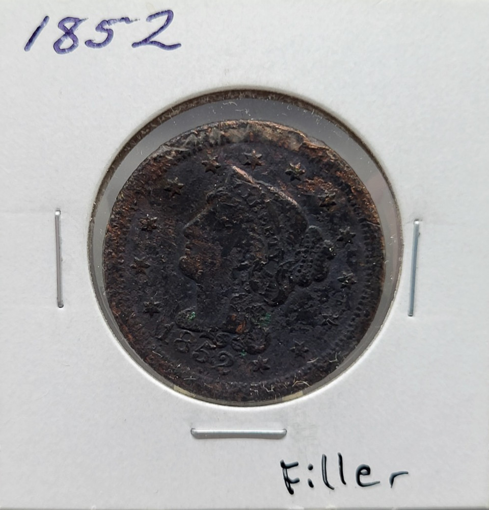 1852 U.S. Coronet Large Cent Penny Type Coin