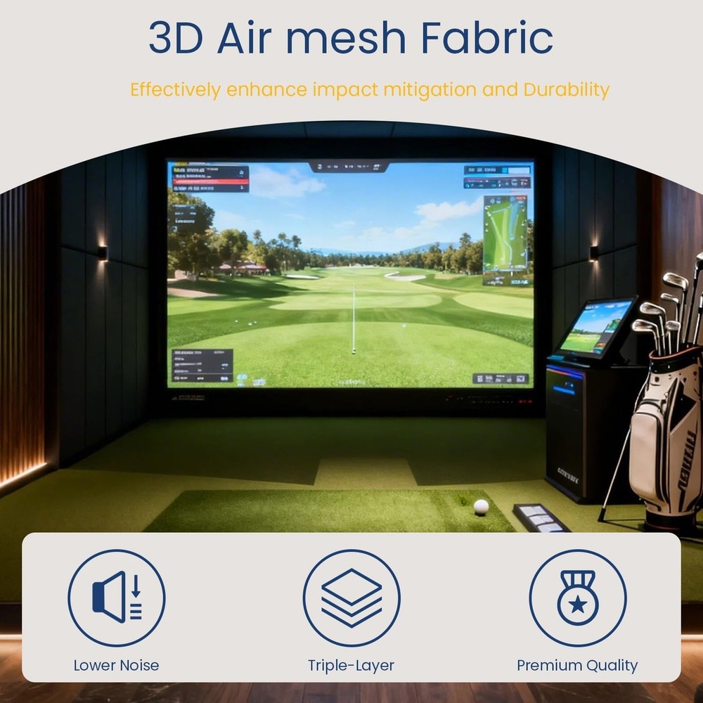 Triple Layer Golf Simulator Impact Screen HD Air Mesh