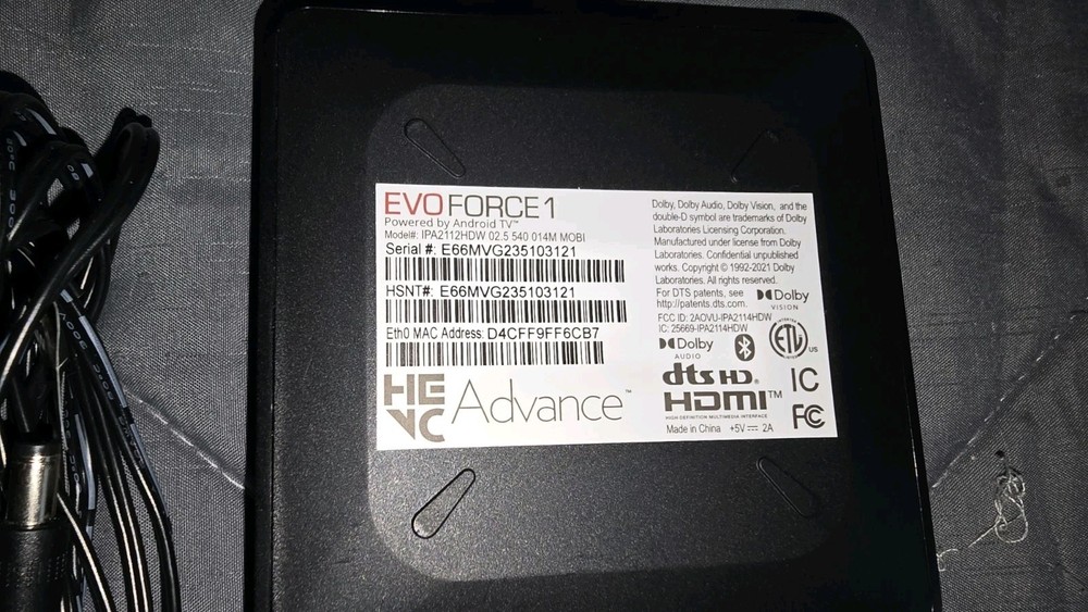 EVO FORCE 1 Android TV Box Streaming Media Player No Remote