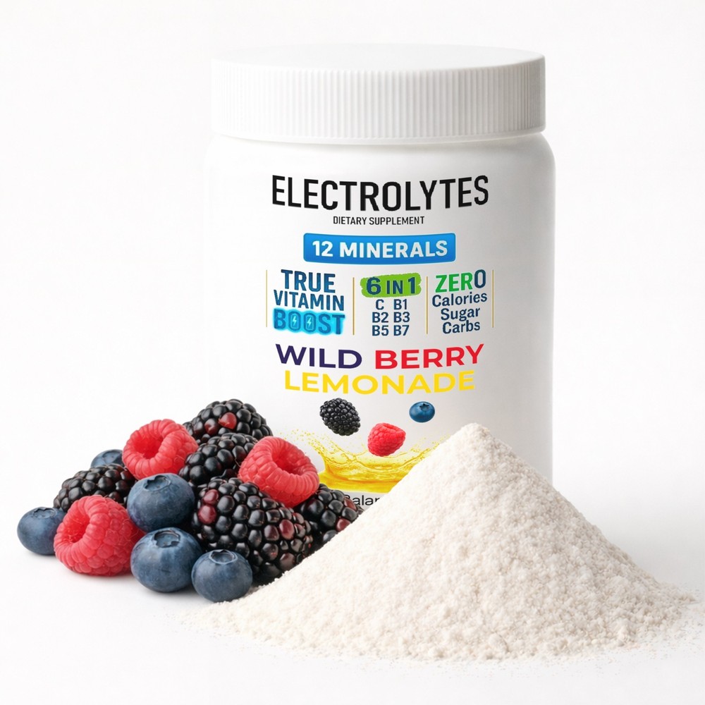 Electrolyte Complex Hydration Powder | 12 Minerals + 6 Vitamins | Wild Berry