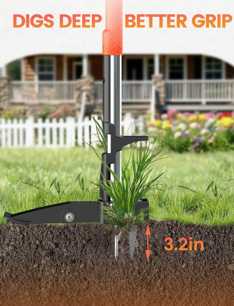 2-Pack Upgraded Weed Puller Tool Kit with Long Adjustable Handle (39"-47"), Q...