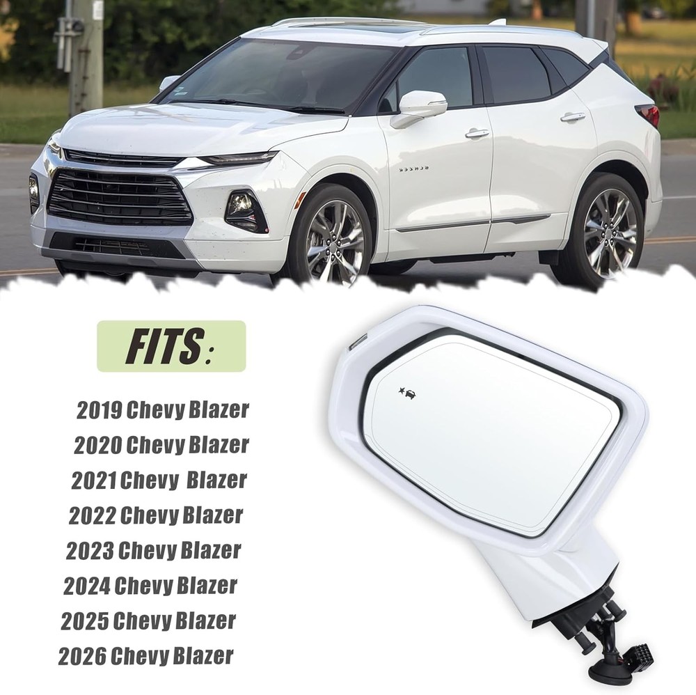 Left Driver Side Mirror Compatible with 2019-2026 Chevy Blazer with Manual Foldi