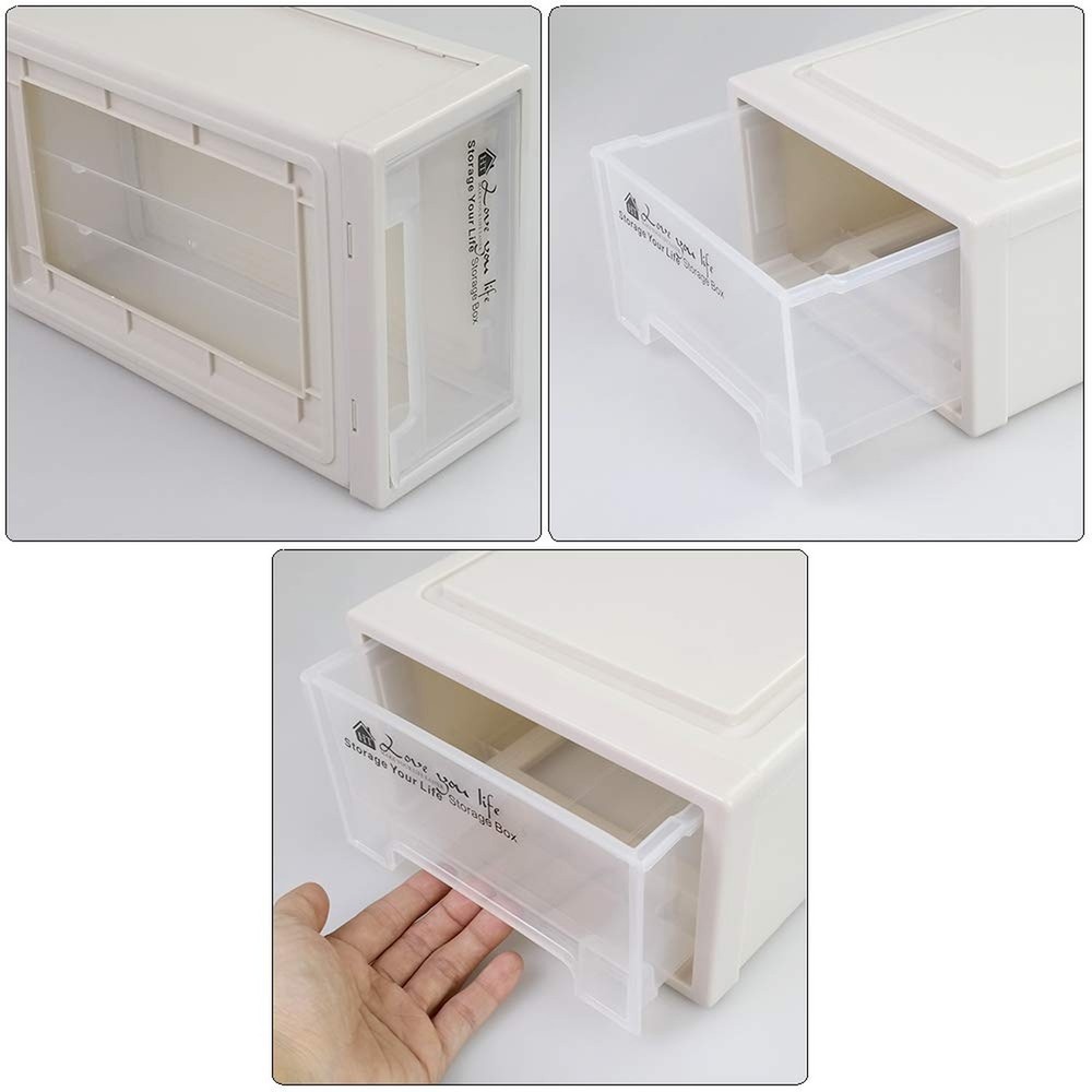 6 Quart Stacking Storage Drawer Unit Front Box, 3 Packs 6 Quart