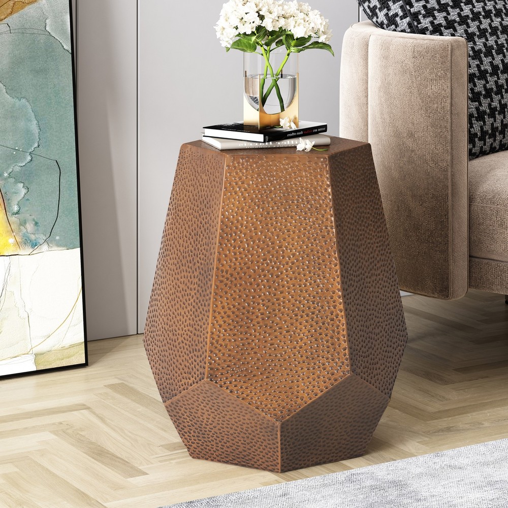 [New]METAL HAMMERED END TABLE