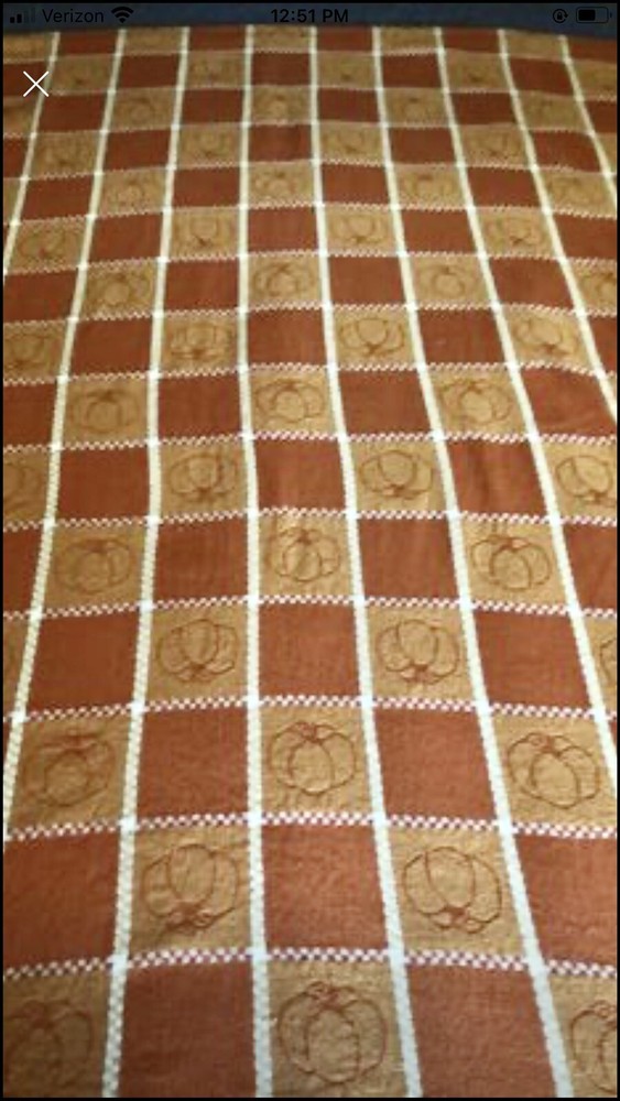 Fall Pumpkin Cotton Rectangular Woven Tablecloth 96” x 58”