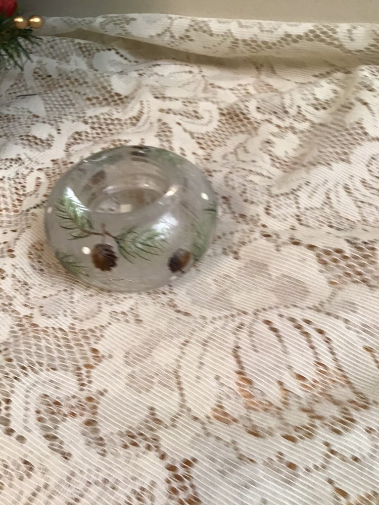 Pinecone Crackled Glass Tea Lite Candle Holder - Home Decor