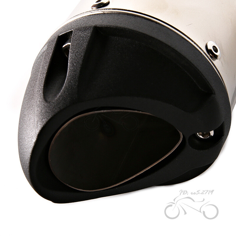 51mm Universal Muffler Tips Modified Motorcycle Exhaust Tail Pipe Black 320mm