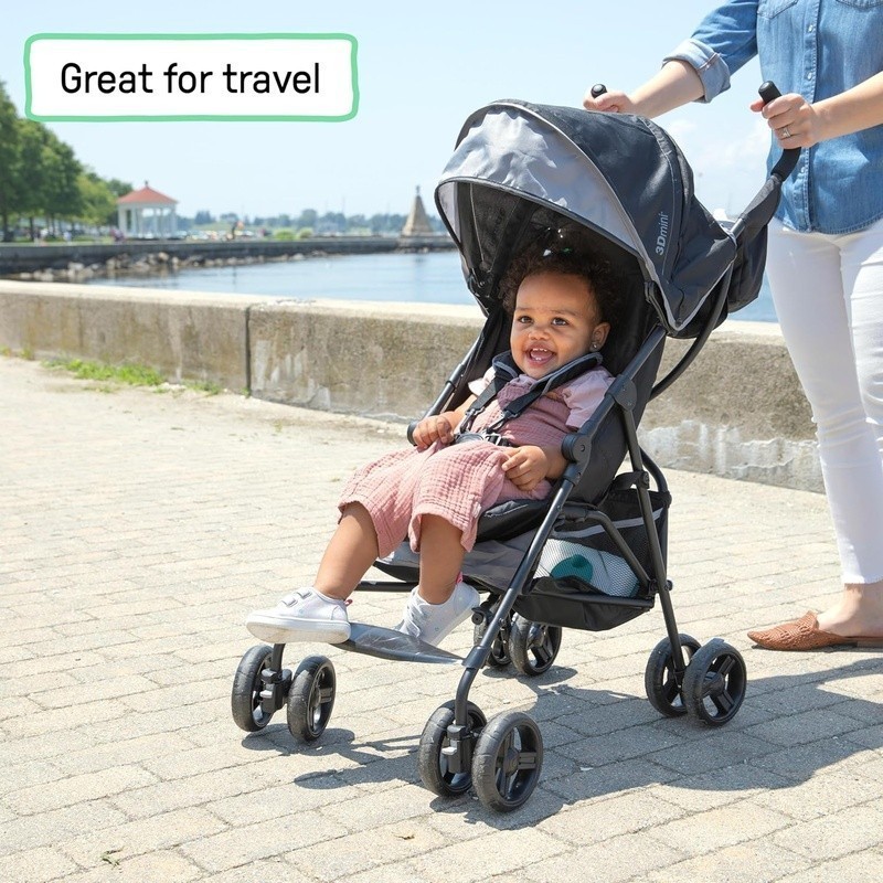 Compact 3D Mini Umbrella Stroller W/ 5-Point Harness Storage Cup Holders Gray