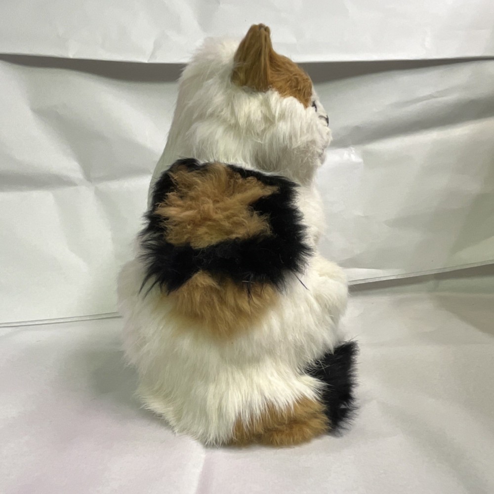 Medium Calico Cat decor White Black Brown 7in