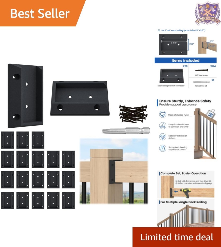 Effortless Installation Kit: 20 Deck Railing Brackets with Torx Screws & Driver
