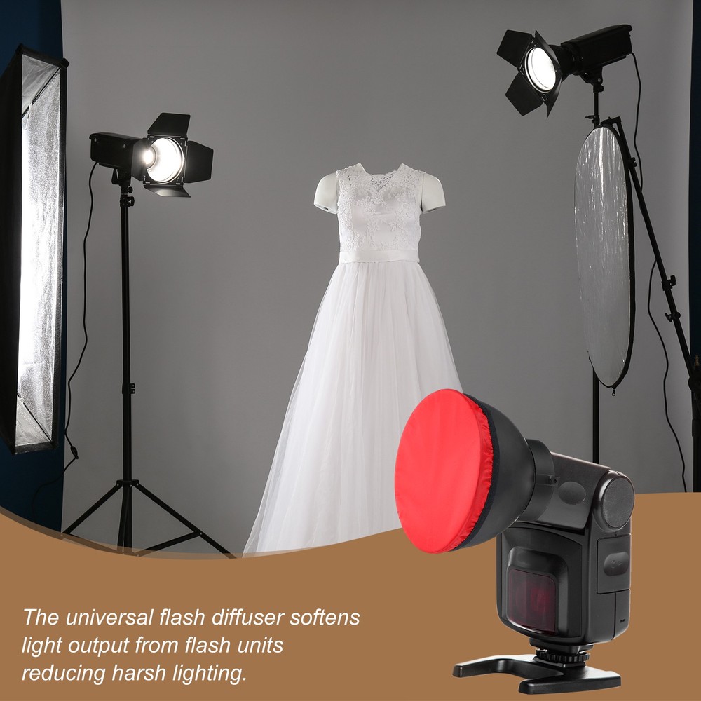 5Pcs 6.3" x 6.3" Soft Mini Flash Bounce Diffuser Cap, For Flashlight, Red