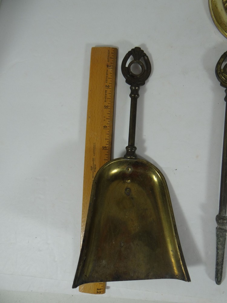 Vintage Ianthe Horseshoe Small Mini Fireplace Tool Set England 4 Tools Brass