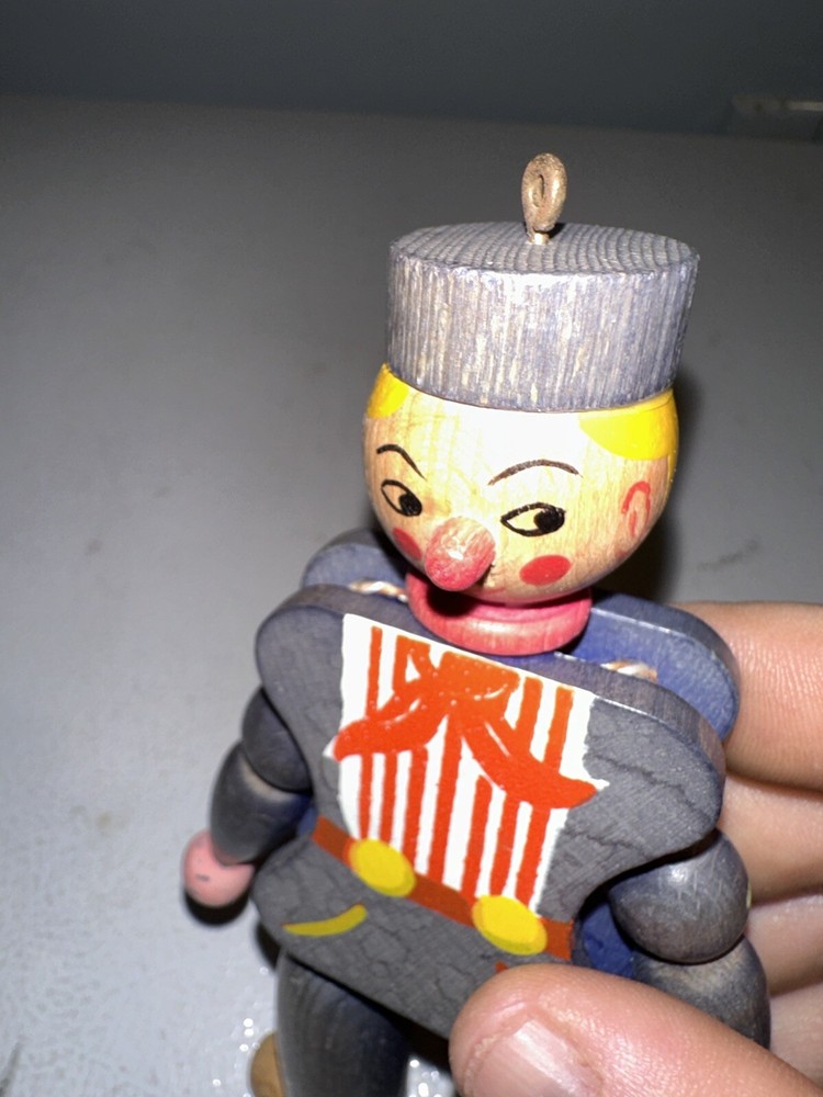 Vintage Austrian Wood Dancing Toy Pull String 8” Folk Art Ornament EUC
