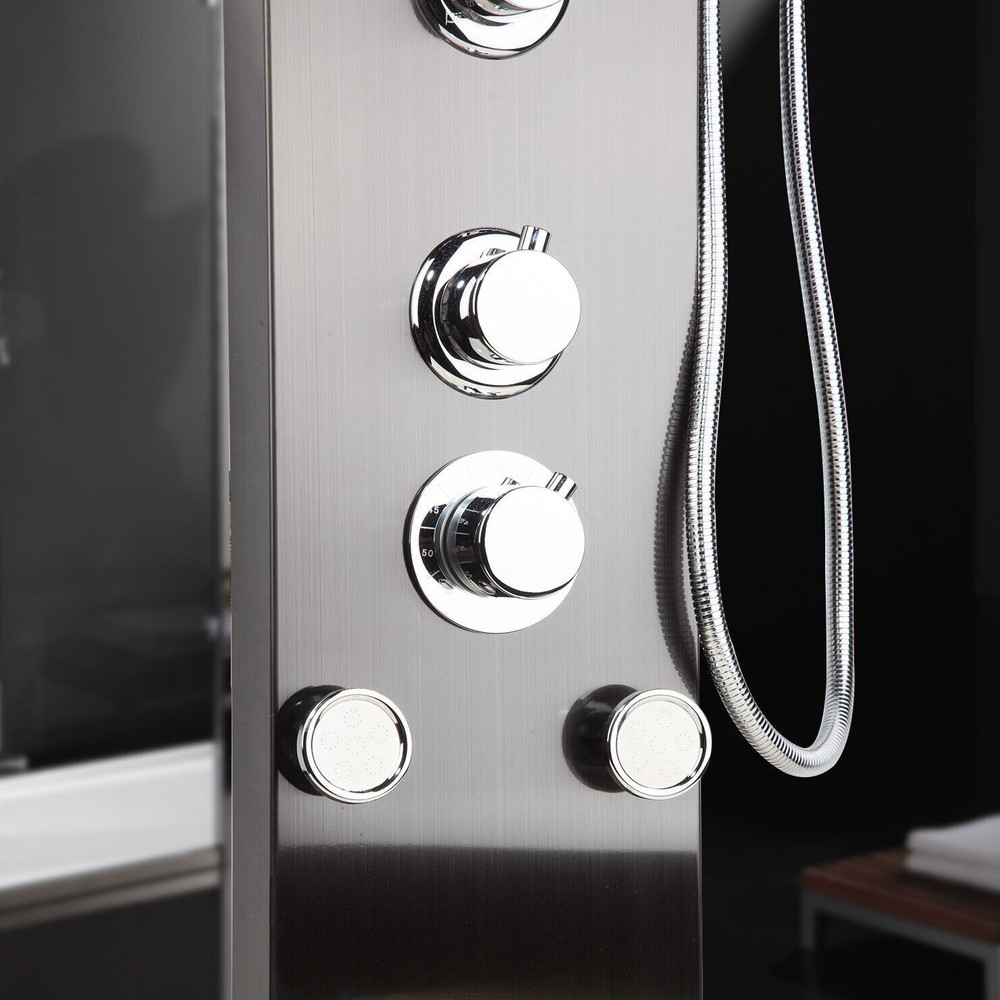 Shower Panel Tower Wall Mounted LED Rain Waterfall Massage Body System Mixer Tap
