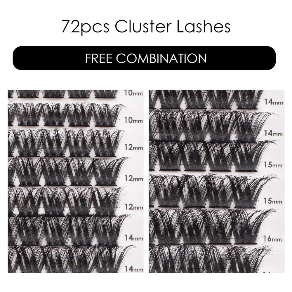Comfortable 72-Piece Cluster Lashes - Reusable Eyelash Extensions for Every Look