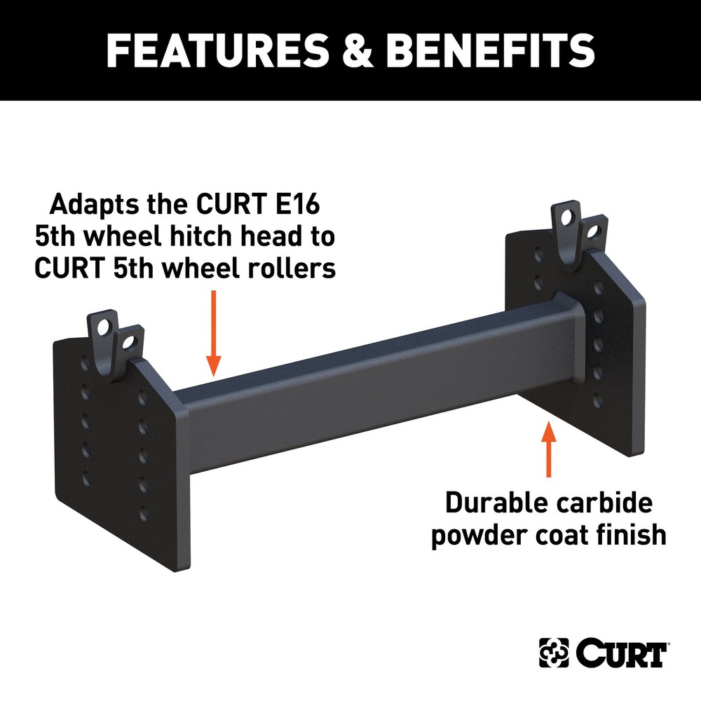 CURT 16505 E16 5th Wheel Hitch Head Adapter for Curt 5th Wheel Rollers