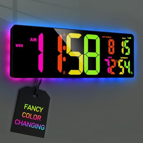 17.2'' Bluetooth Large Digital Wall Clock, LED Large Display Timer with Rgb