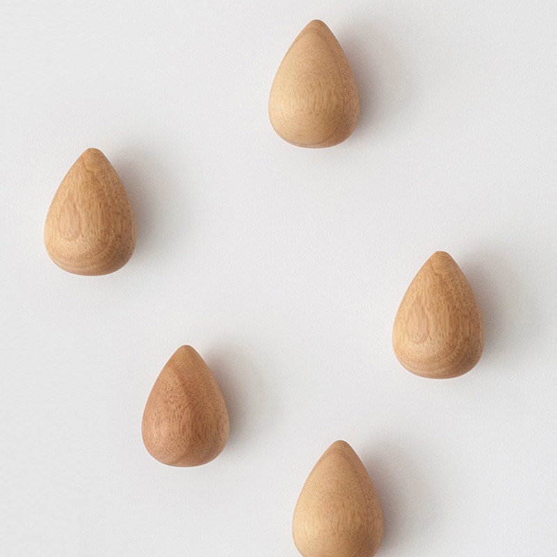 Solid Wood Water Drop Coat Hook Coat Hook Wall Free Punching Cloth Hook Viscose