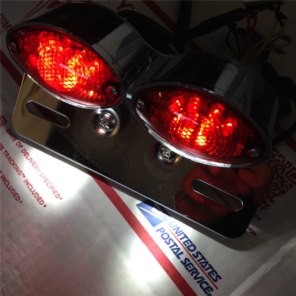 Motorcycle Rear Brake Stop Light License Plate Bracket LED Custom Tail Light