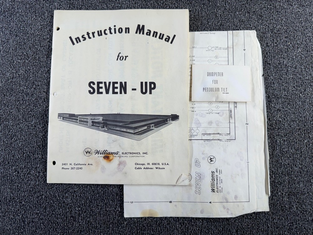 Williams Seven Up Pinball Machine Game Manual Schematics ORIGINAL