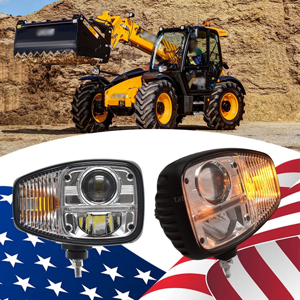 2PCS LED Headlight For JCB Telehandler Loader Loadall bobcat Wired Bobcat Loader