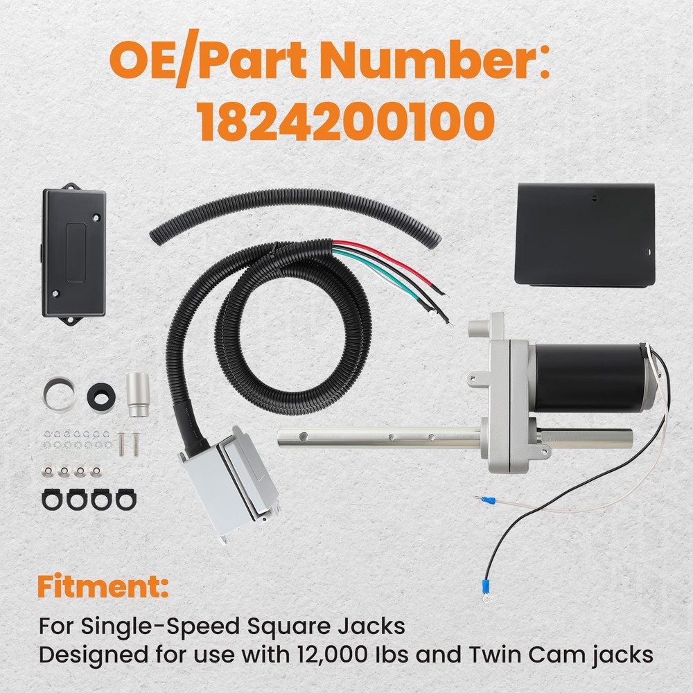 Electric Powered Trailer Jack Kit Replacement Bevel Gear Single Speed Jacks