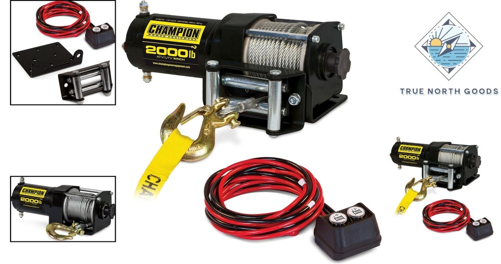 Heavy-Duty 2000-lb Winch with Remote and Smooth Pulling Roller Fairlead