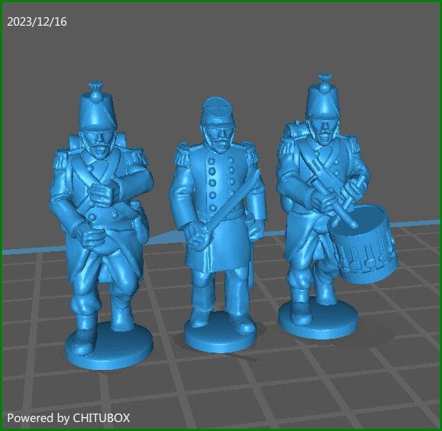 28mm Neapolitan inf rgt 1859-61 Command - 3 Minis