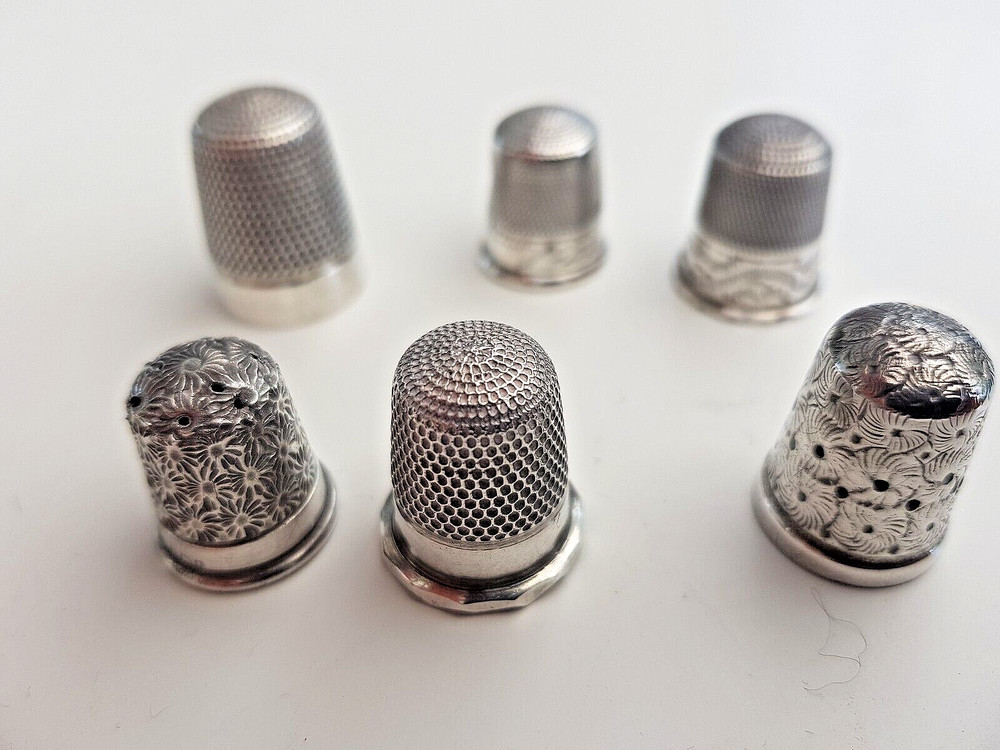 6 Assorted Birmingham hallmark silver thimbles