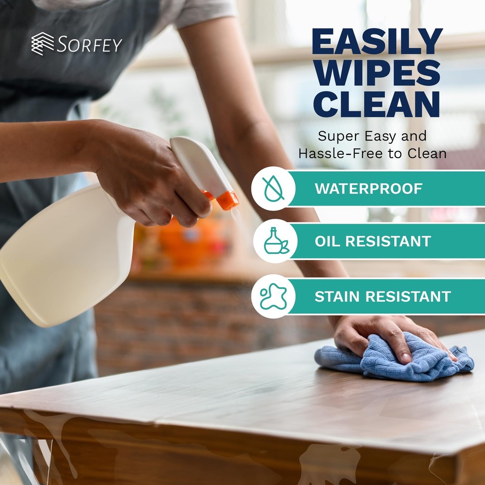 Plastic Table cover - Clear Tablecloth 124" x 60" (Rectangle),