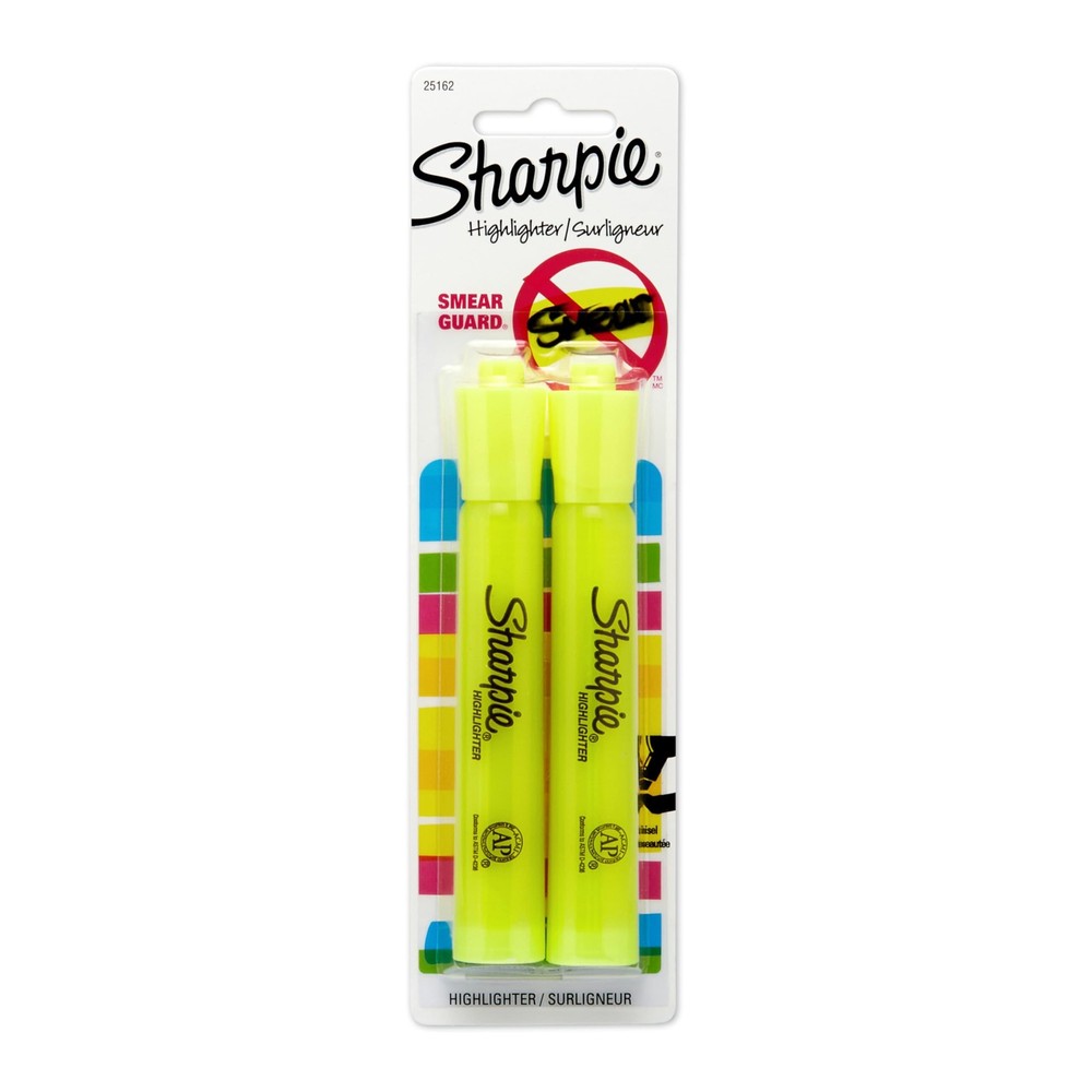 Sharpie Accent Tank-Style Highlighters, Fluorescent Yellow, 2-Pack