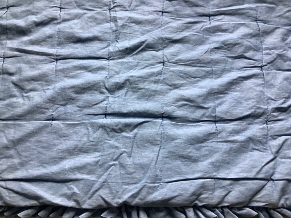 Nojo Crib Comforter Quilt Blue Stripes Ruffles