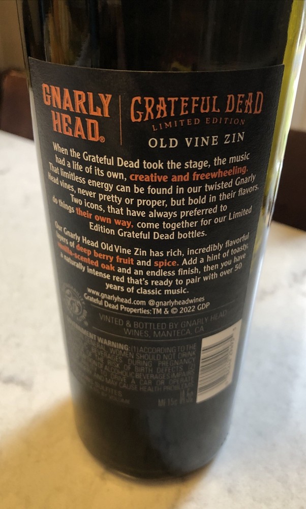 grateful dead Wine Bottle Empty #2