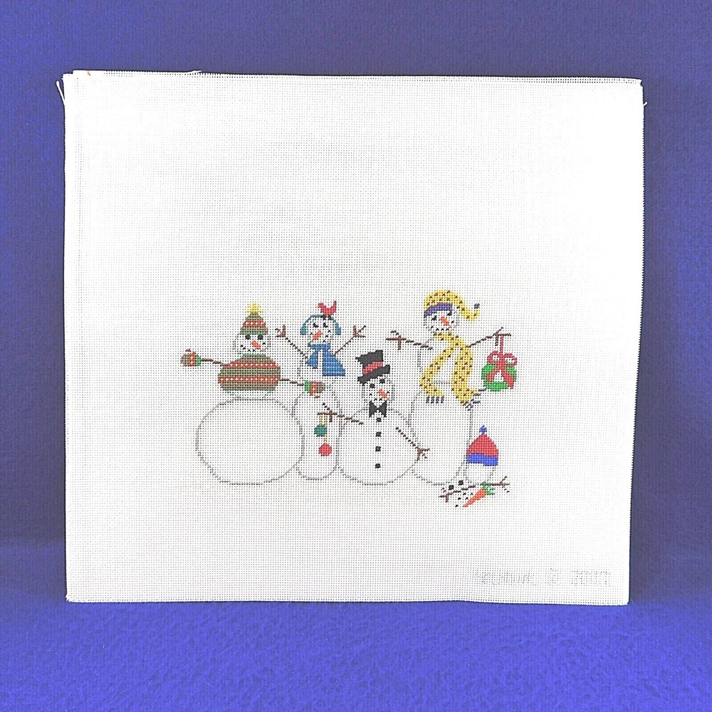 Beth Hunt SNOWMEN Needlepoint Canvas Painted 2007 18 Mesh