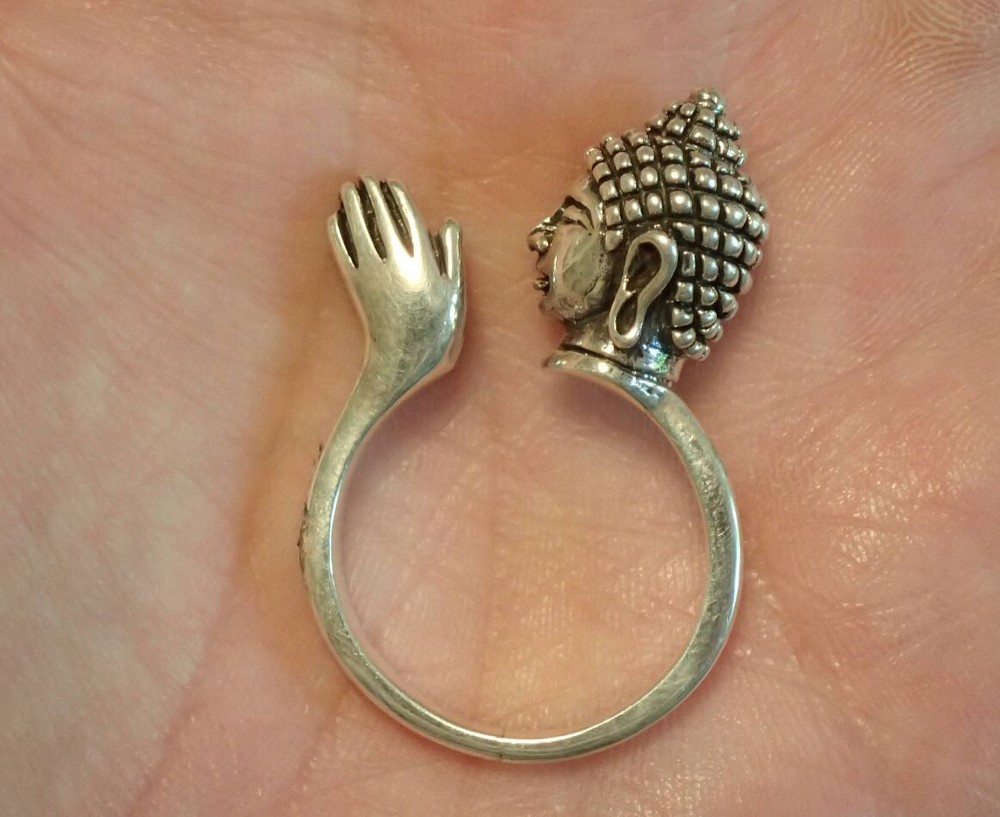 Sterling Silver Praying Buddha Adjustable size9