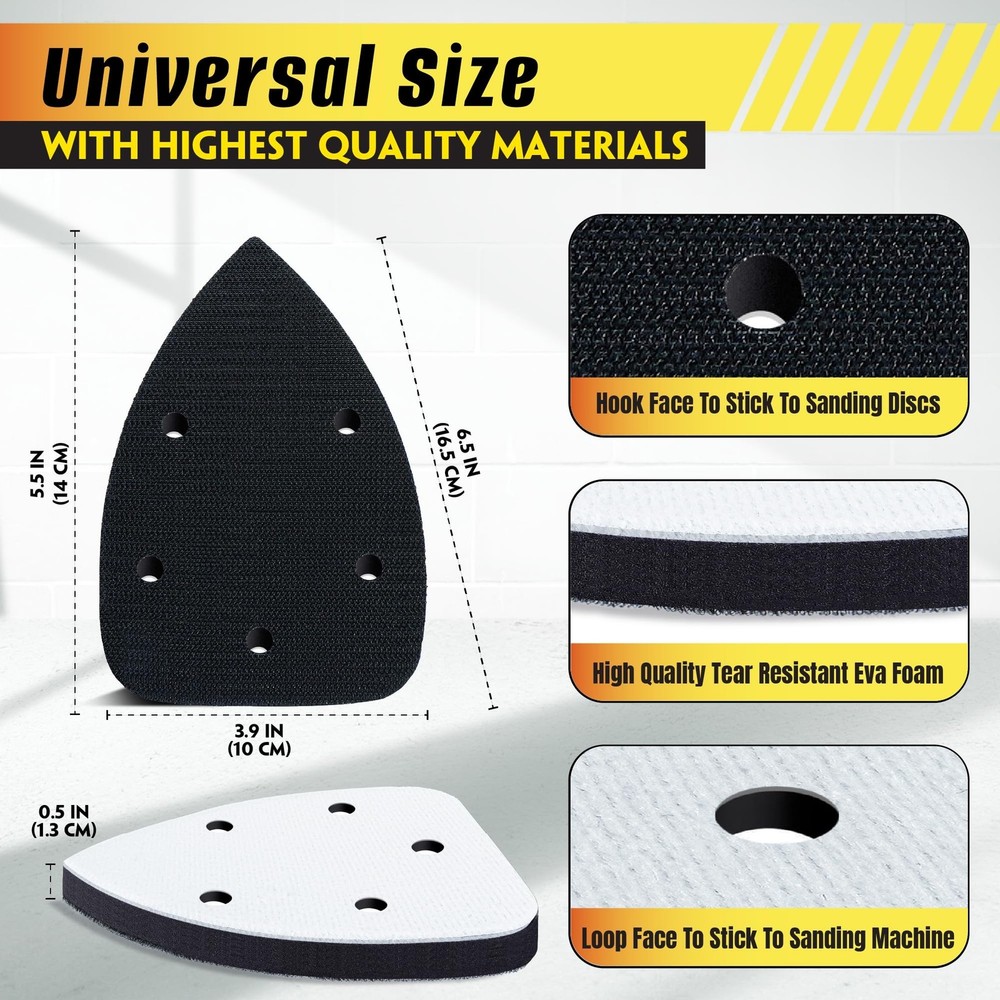 5 Pack Mouse Detail Sanding Interface Pad Hook and Loop - Triangle ... Fast Ship