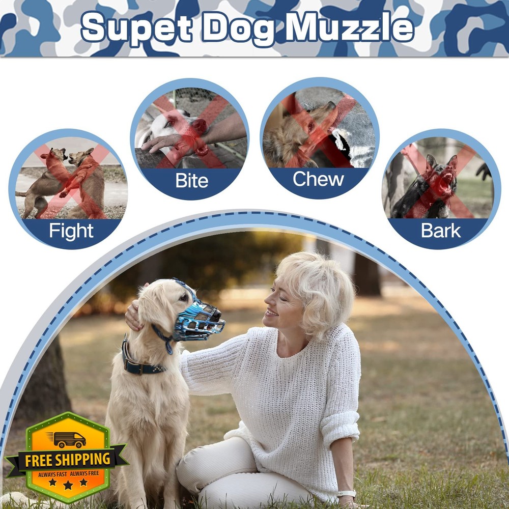 Basket Dog Muzzle Blue Size 5 Breathable Adjustable For Biting