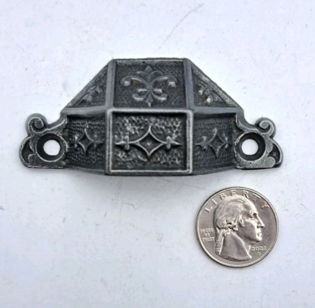 Antique Bin Pull Apothecary Drawer Pull Handle Old Eastlake Cast Iron Hardware