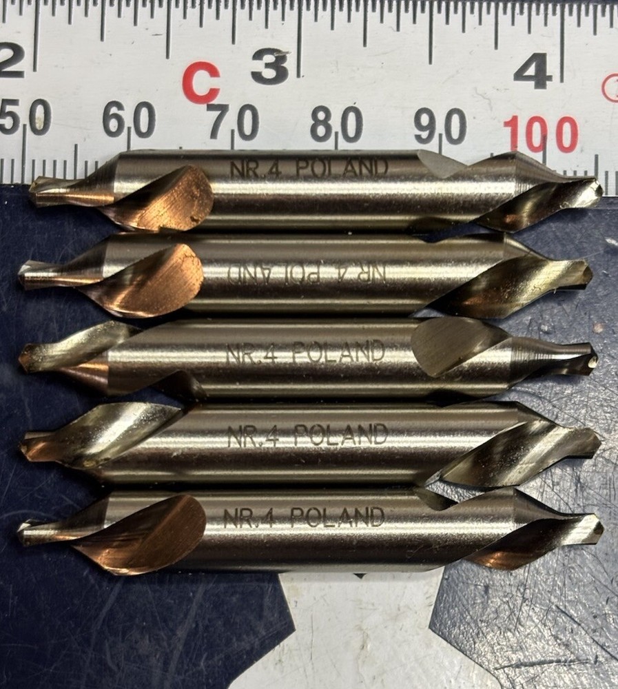 Five TMX Drill & Countersink Plain Type LH #4 - M42 5-601-025L Cobalt Double End