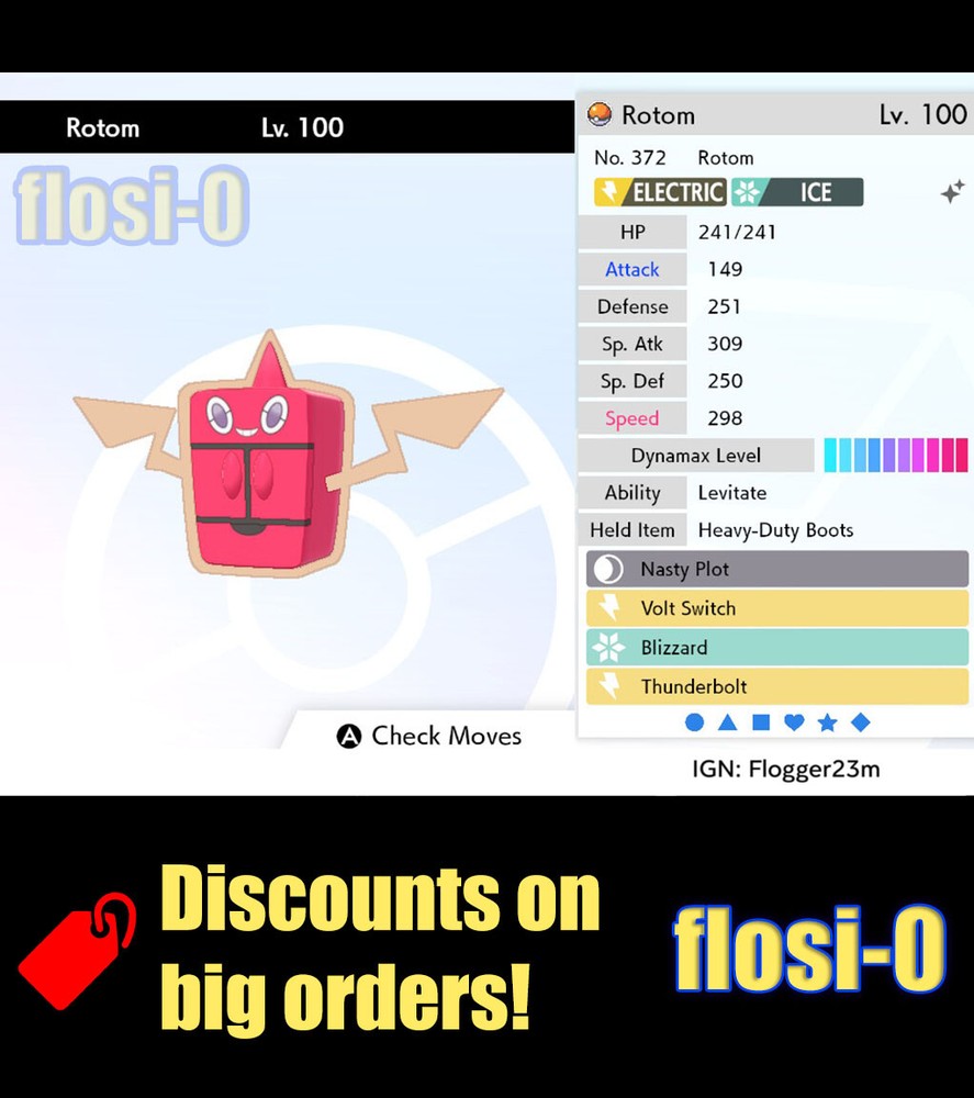 Pokemon Sword and Shield 6IV Shiny Rotom Frost